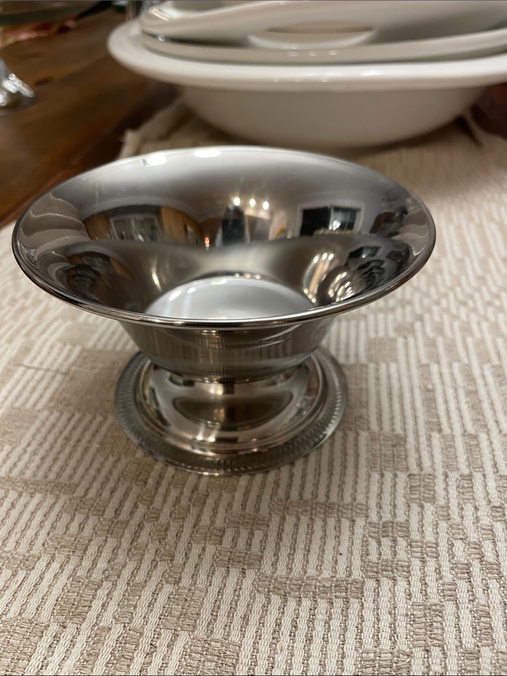 Classic Stainless Steel Pedestal Bowl - Silver
